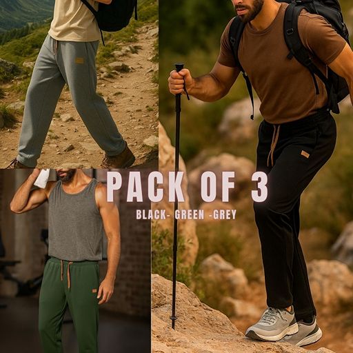 AirFit™ 3-in-1 Water & Stain Proof | Active Pants  - (Pack of 3 Green, Black, Grey)